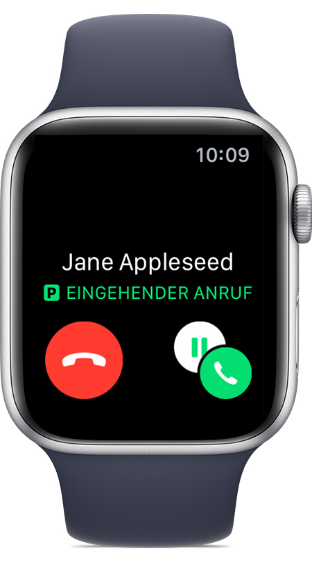 Anruf von Jane Appleseed über den Mobilfunktarif „P“