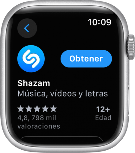 Pantalla del Apple Watch que muestra cómo descargar una app