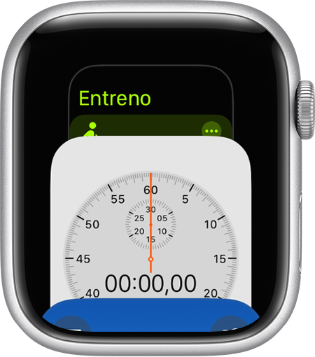 Pantalla del Apple Watch que muestra el selector de app