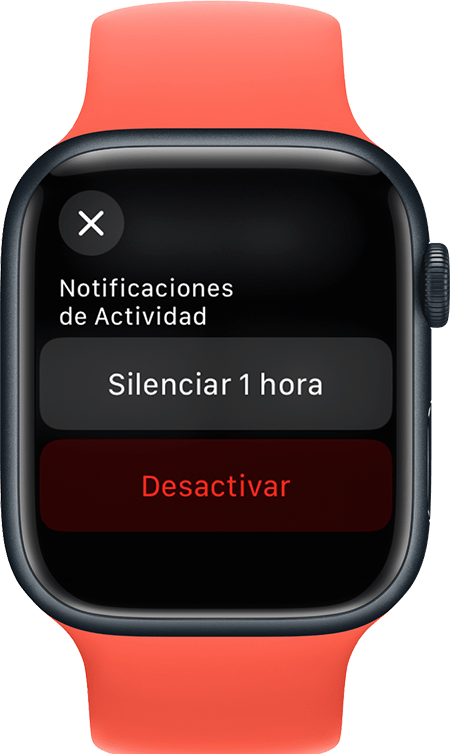 Apple Watch en el que se muestra la pantalla para silenciar notificaciones