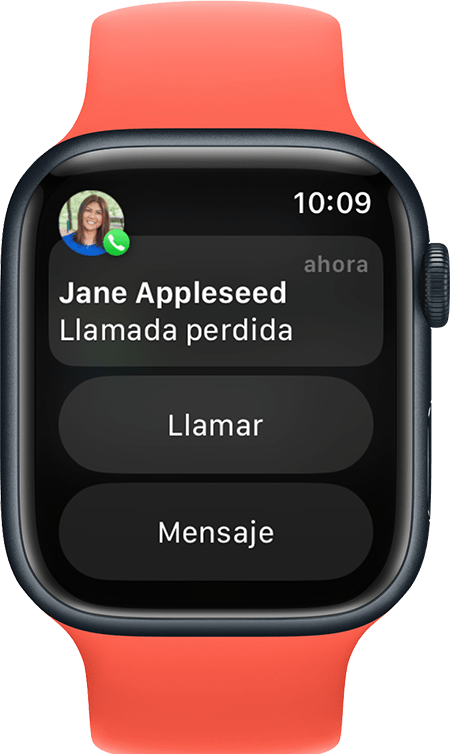 Apple Watch mostrando una notificación de llamada perdida
