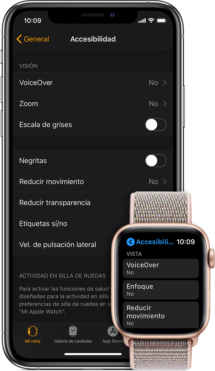 Configuración de accesibilidad en el iPhone y Apple Watch