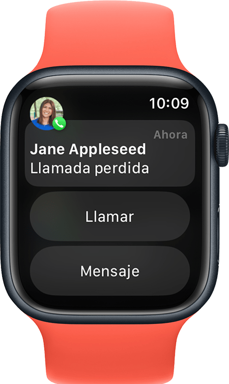 Apple Watch en el que se muestra una notificación de llamada perdida