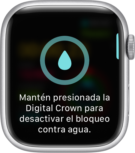 Solicitud para desactivar el Bloqueo contra agua en la pantalla del Apple Watch