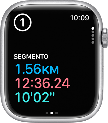 El primer segmento de un entrenamiento a los 12 minutos y 36 segundos en el Apple Watch.
