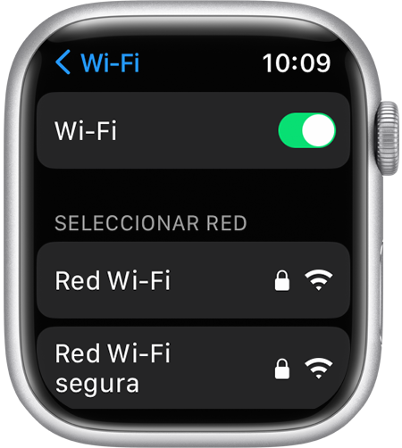 Pantalla de configuración de Wi-Fi del Apple Watch