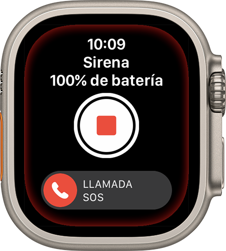 Opción Detener sirena en el Apple Watch Ultra