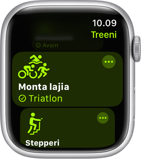 Apple Watchin Treeni-apin Monta lajia -treenivaihtoehto.