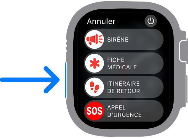 Bouton Action sur Apple Watch Ultra