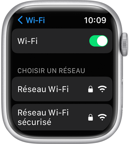 Écran Réglages Wi-Fi de l’Apple Watch