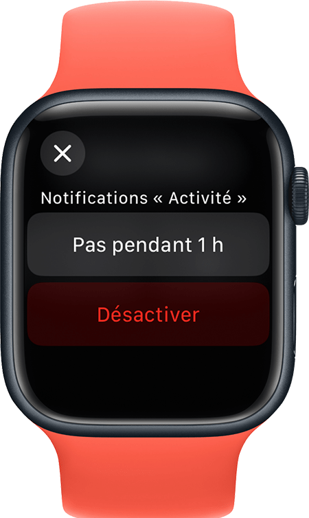 Une Apple Watch affichant l’écran permettant de couper le son des notifications