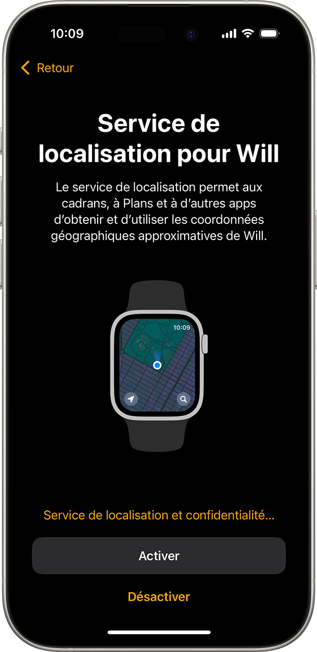 iPhone affichant l’écran de configuration de l’objectif « Bouger » quotidien de l’Apple Watch