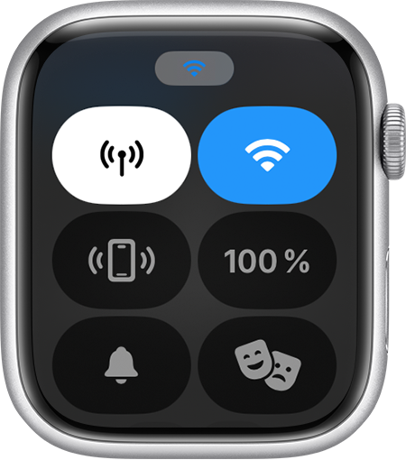 Kontrolni centar Apple Watch uređaja koji prikazuje Wi-Fi vezu