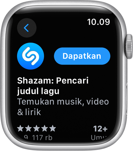 Layar Apple Watch menampilkan cara mengunduh app