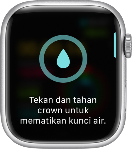 Perintah untuk mematikan kunci air di layar Apple Watch