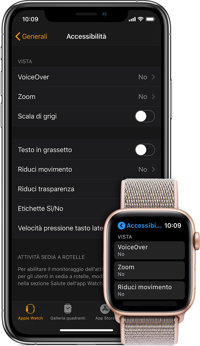 Impostazioni di accessibilità su iPhone e Apple Watch