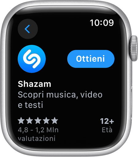 Schermata dell'Apple Watch che mostra come scaricare un'app