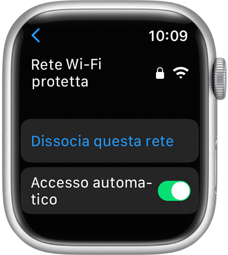 Opzione Dissocia questa rete su Apple Watch