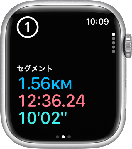 Apple Watch で 1 つ目のセグメントが 12 分 36 秒経過したところ。