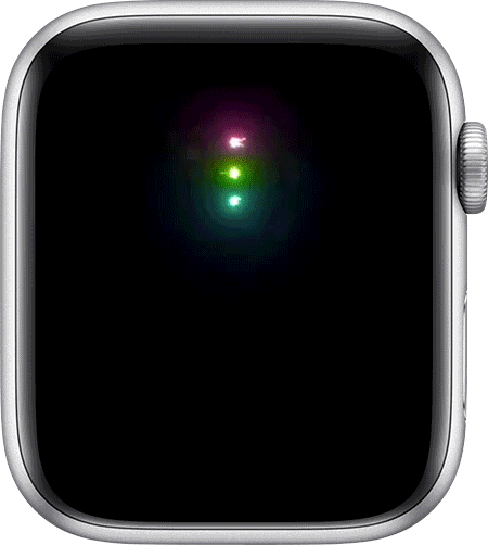 "목표 3개를 다 달성했어요!" 알림이 표시된 Apple Watch 페이스의 움직이는 GIF