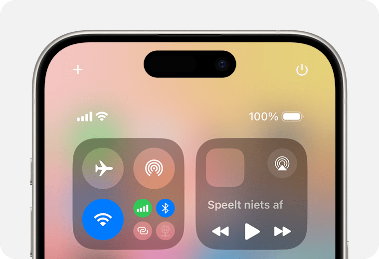 Bedieningspaneel op een iPhone 15 Pro