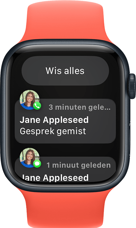 Apple Watch met de knop 'Wis alle meldingen'