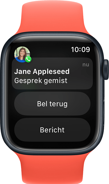 Apple Watch met een melding voor een gemiste oproep