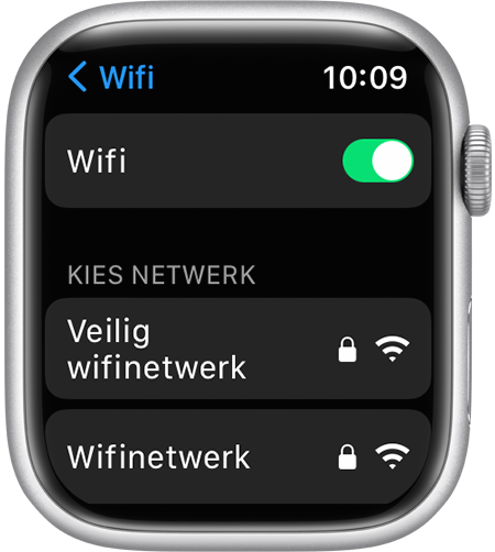 Wifi-instellingenscherm op de Apple Watch
