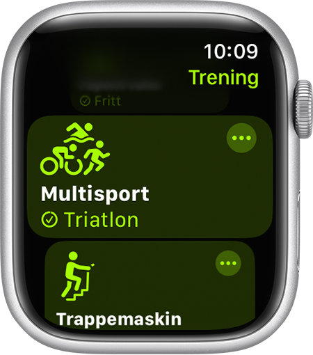 Multisportøkt-alternativet i Trening-appen på Apple Watch.