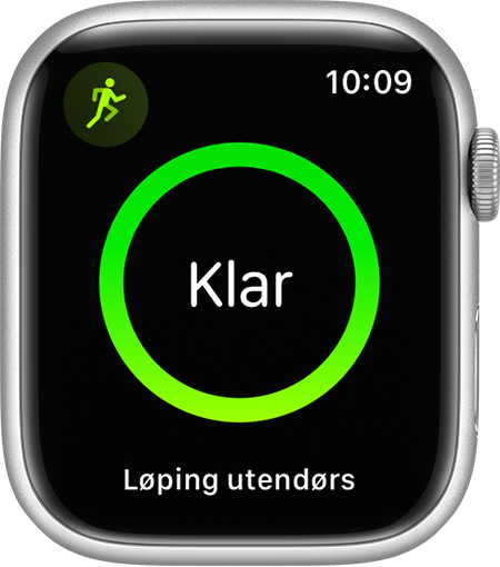  En Apple Watch som viser starten på en løpetrening.