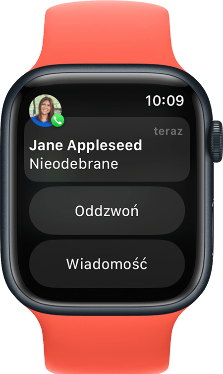 Na zegarku Apple Watch wyświetlane jest powiadomienie o nieodebranym połączeniu