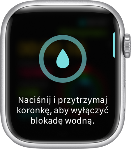 Monit o wyłączenie blokady wodnej na wyświetlaczu zegarka Apple Watch