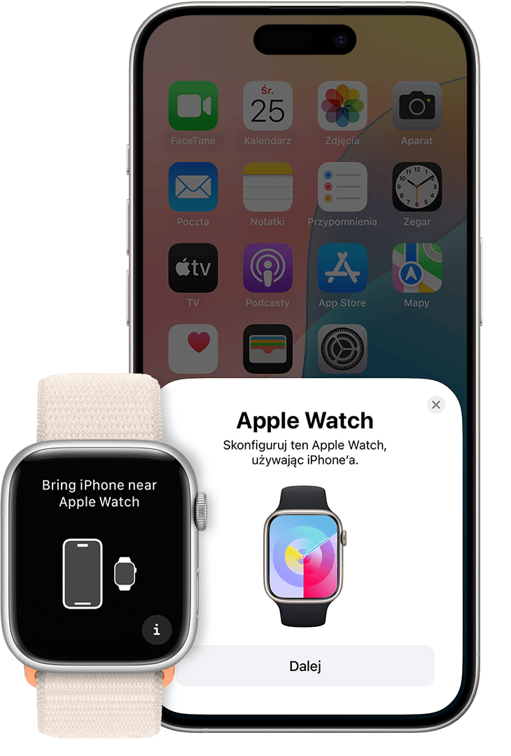 Ekrany łączenia w parę Apple Watch i iPhone’a