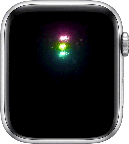Animowany gif przedstawiający tarczę zegarka Apple Watch z powiadomieniem „Udało Ci się osiągnąć wszystkie 3 cele!” 