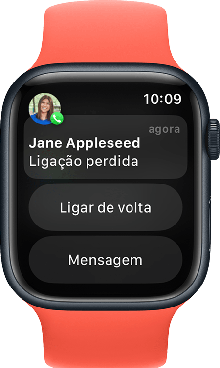 Apple Watch mostrando uma notificação de chamada perdida