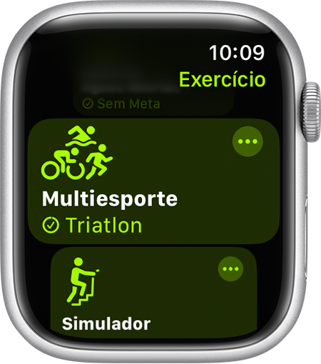 Opção de exercício Multiesporte no app Exercício no Apple Watch.