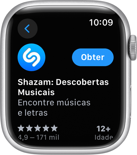 Ecrã do Apple Watch a mostrar como descarregar uma app