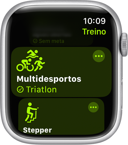 A opção Treino multidesportivo na app Treino do Apple Watch.