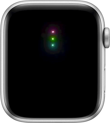 Um GIF animado do mostrador de um Apple Watch a mostrar a mensagem "Alcançou as 3 metas!" notificação