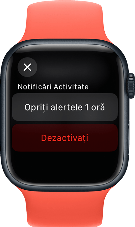 Apple Watch arătând ecranul de dezactivare a notificărilor