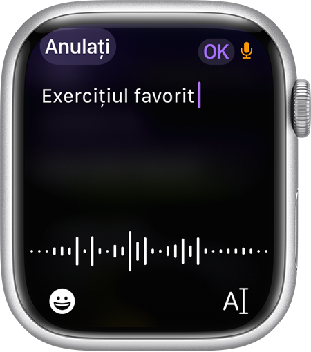 Denumirea unui exercițiu personalizat pe Apple Watch.