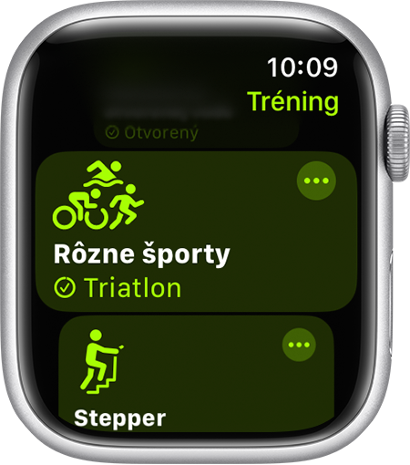 Možnosť tréningu Rôzne športy v apke Tréning na hodinkách Apple Watch.