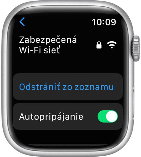 Možnosť Odstrániť zo zoznamu na Apple Watch
