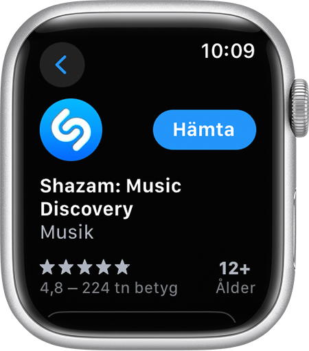 Apple Watch-skärm som visar hur man hämtar en app