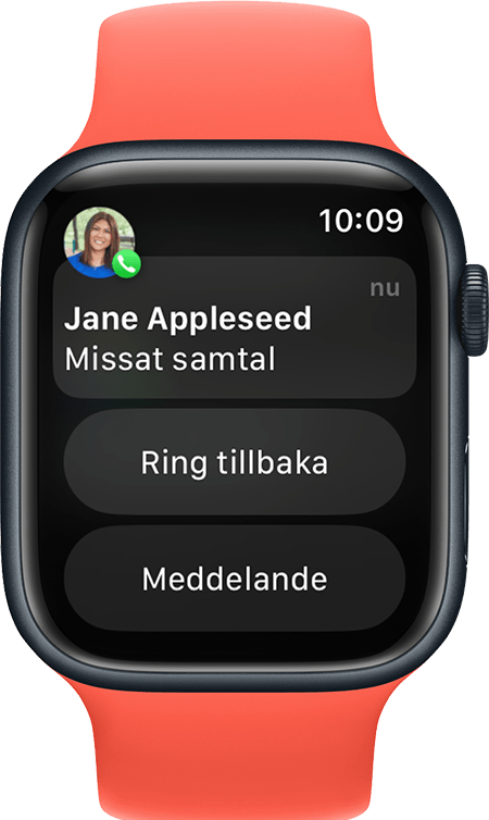 En Apple Watch som visar en missad samtalsnotis