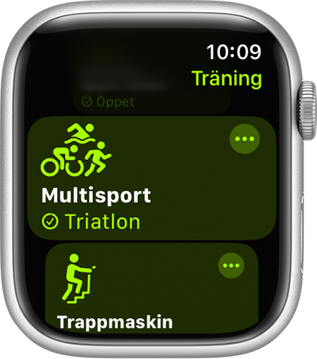 Multisport-träningsalternativet i appen Träning på Apple Watch.