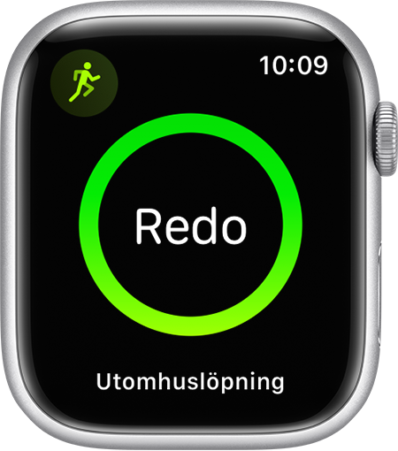  En Apple Watch som visar starten på ett löppass.
