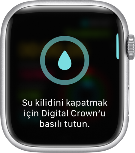 Apple Watch ekranındaki su kilidini kapatma istemi