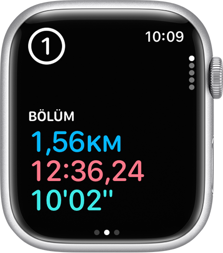 Apple Watch'ta, bir antrenmanın 12 dakika 36 saniyelik ilk bölümü.