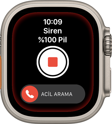 Apple Watch Ultra'daki Siren'i Durdur düğmesi